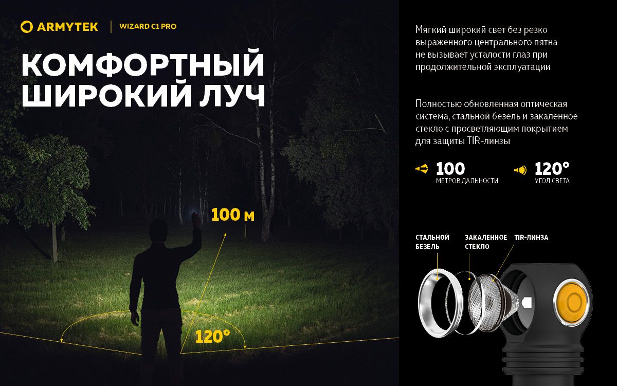 Мультифонарь светодиодный Armytek Wizard C1 Pro Magnet USB F09001C, 1000 люмен, белый свет - фото